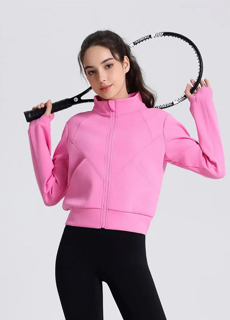 Windproof Collar Yoga Jacket With Zipper