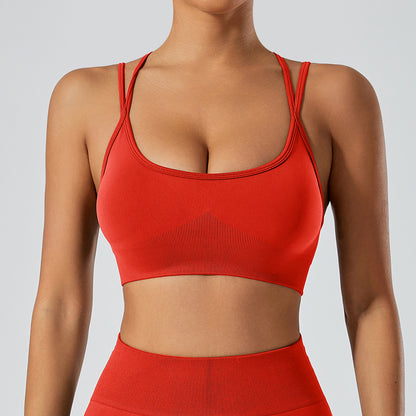 Strappy Adjustable Criss Cross Sports Bra Yoga Crop Tops