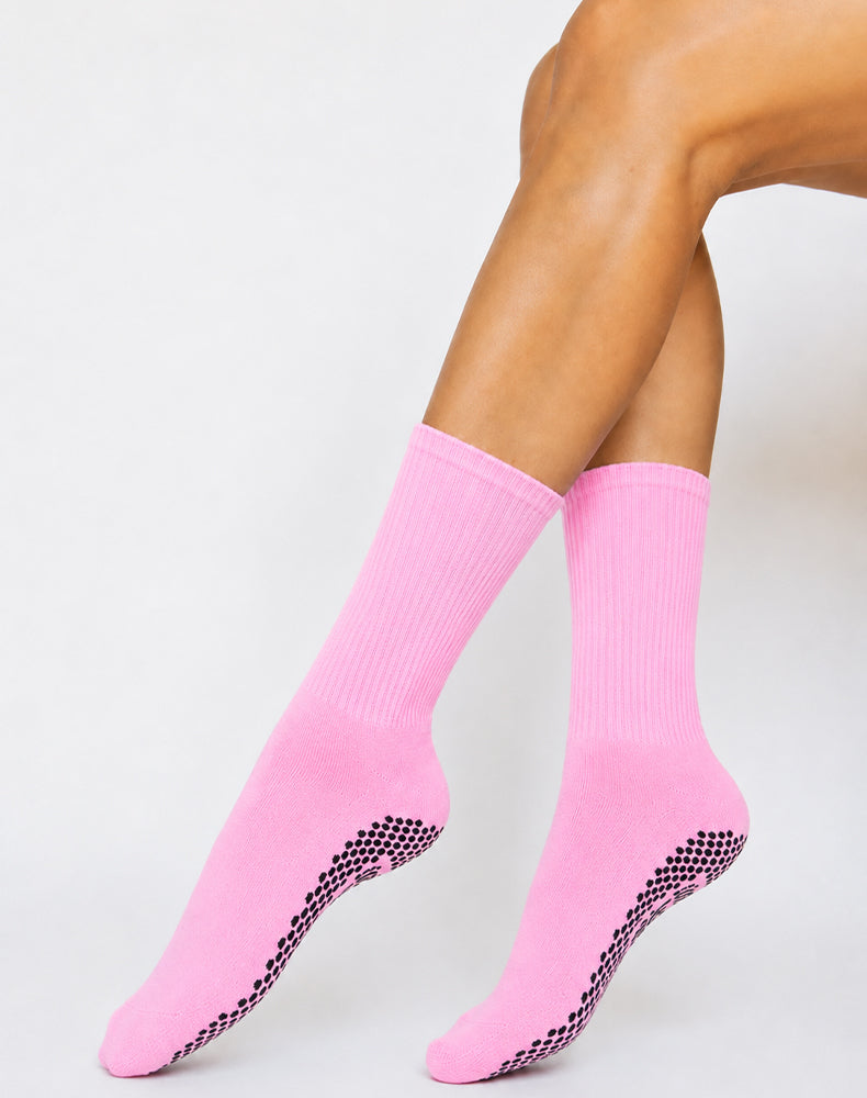 Pilates Yoga Crew Socks with Non Slip Grippers