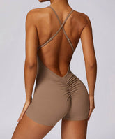 Scrunch Strappy One Piece Workout Short Jumpsuit