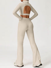 Sport Set with Turtleneck Long Sleeve Crop Top and Flared Pant