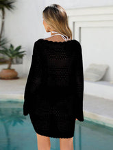 Long Sleeve Mesh Knit Beach Swim Cover Up