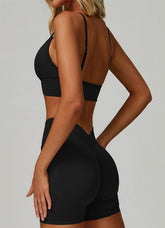 V Neck Adjustable Shoulder Straps Sports Bra