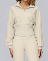 Zip Up Casual Jacket Workout Long Sleeve Crop Tops