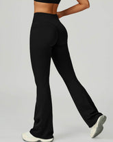 Cross Waist Yoga Flared Pants with Pockets