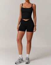 Athletic Wear Sets with Square Neck Tank Tops and Shorts