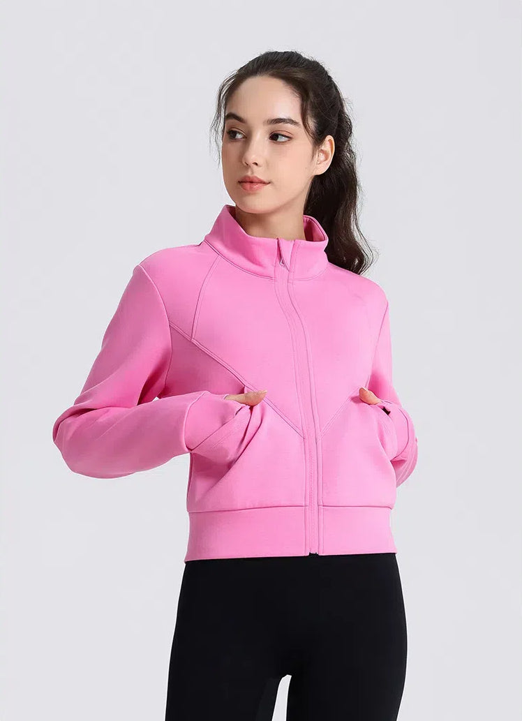 Windproof Collar Yoga Jacket With Zipper