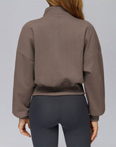 Half Zip Crop Hoodies Long Sleeve Pullover Cropped Top