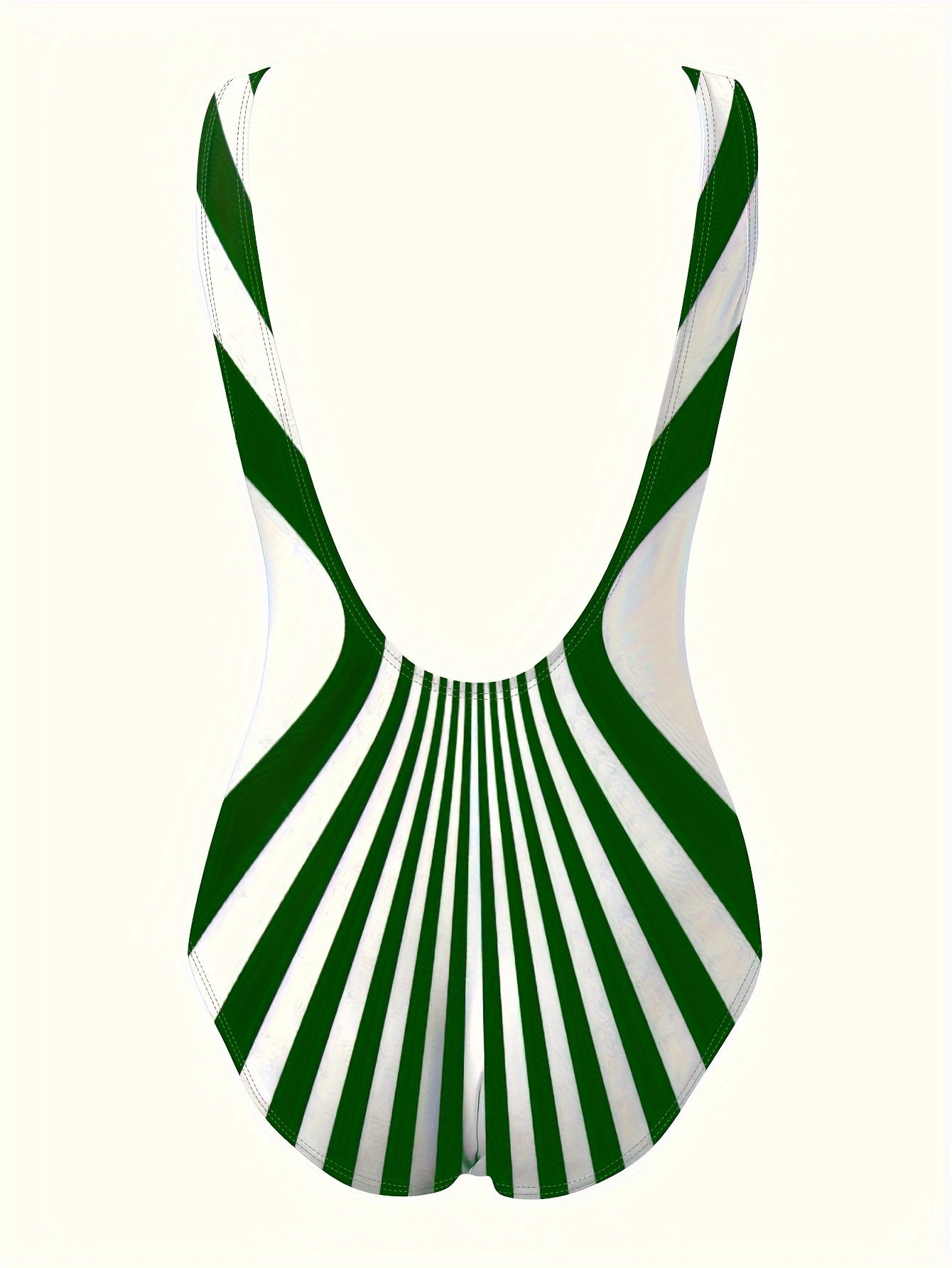 One-piece Retro Striped Color Block Backless Swimsuit