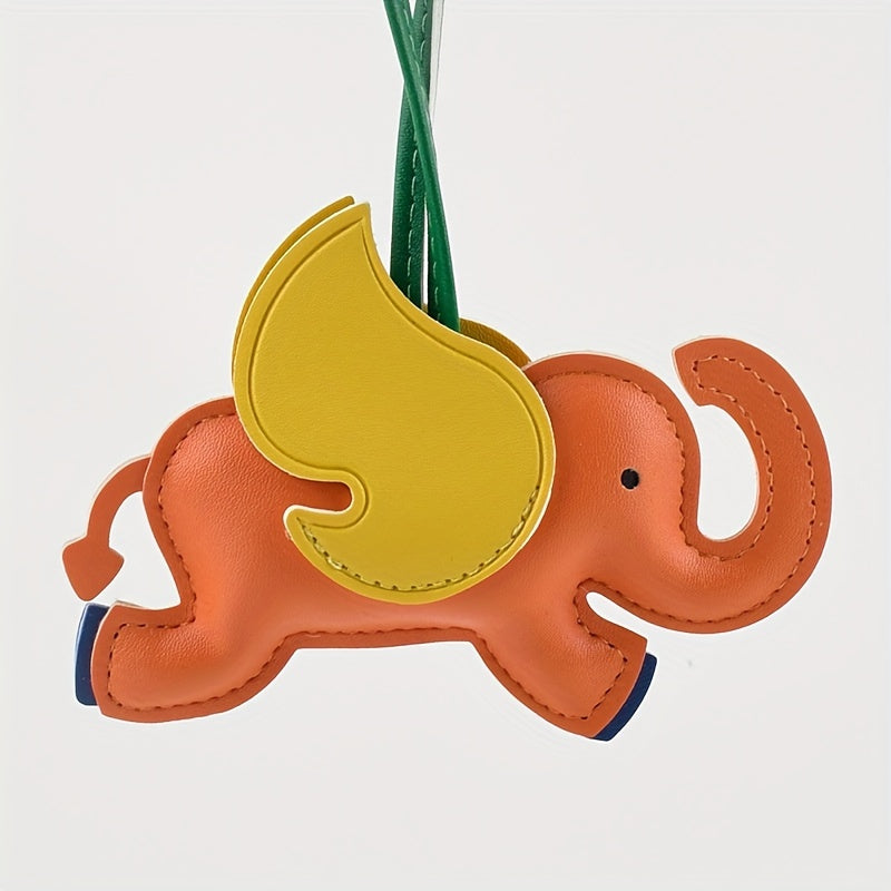 Flying Elephant PU Leather Keychain