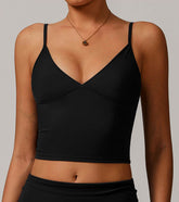 V Neck Spaghetti Fitted Crop Tank Tops