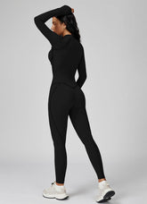 Long Sleeve Zip Front Sport Jumpsuits One Yoga Rompers
