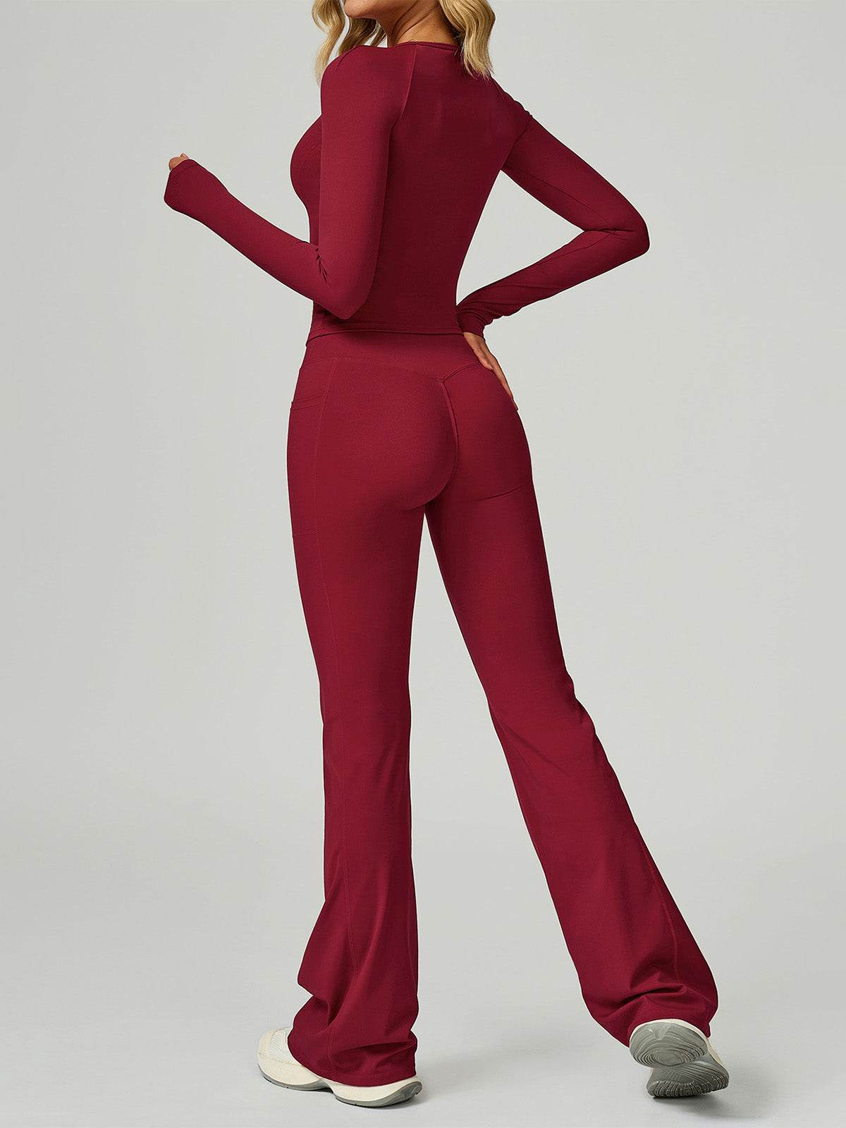 Sport Set with Long Sleeve Crew Neck T-Shirt and Flared Pant