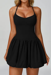 Cross Back Tennis Dresses with Short and Pocket