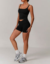 Athletic Wear Sets with Square Neck Tank Tops and Shorts