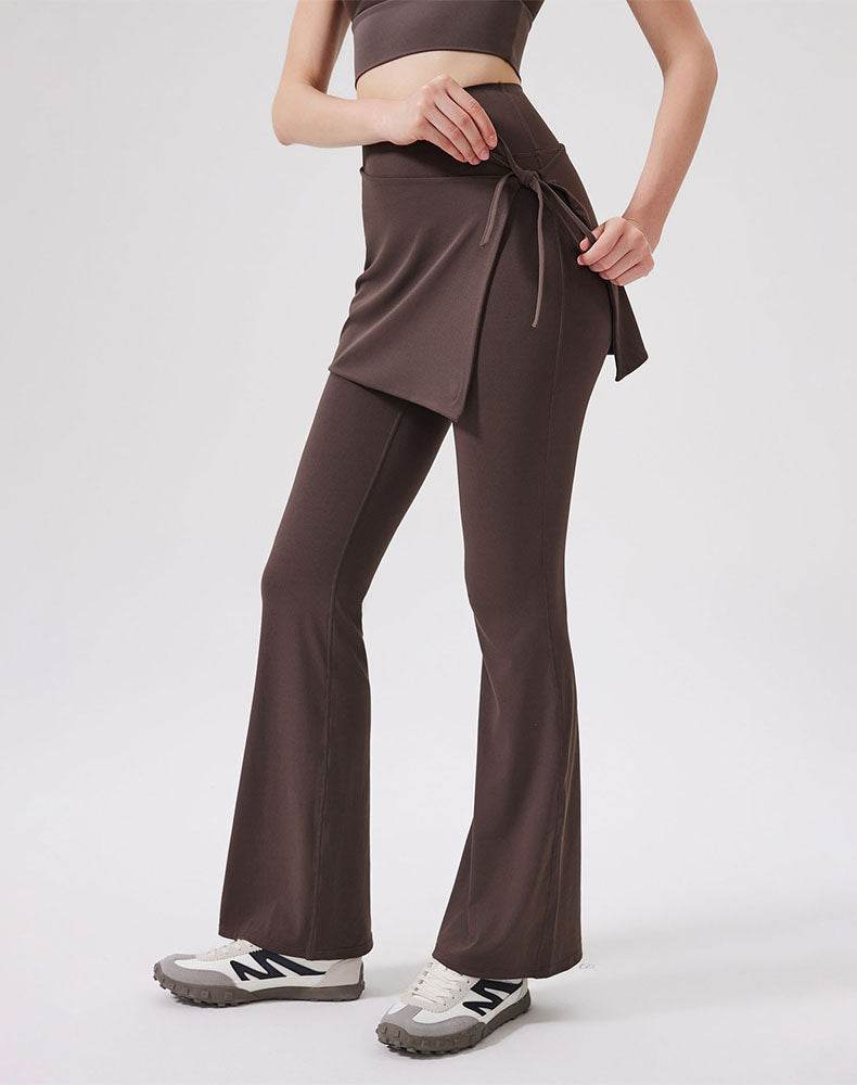 High Waisted Yoga Flare Leggings Wide Leg Pant with Skirt