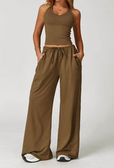 Activewear Wear with Tank Top and Wide Leg Lounge Pants