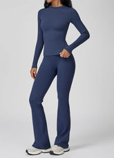 Sports Wear with Long Sleeve T-Shirt and Flared Leg Pants