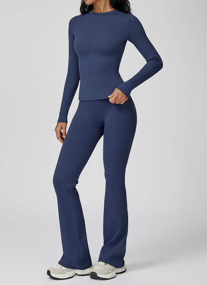 Sports Wear with Long Sleeve T-Shirt and Flared Leg Pants