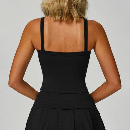 Wide Shoulder Straps Sport Tank Top with Removable Chest Pad