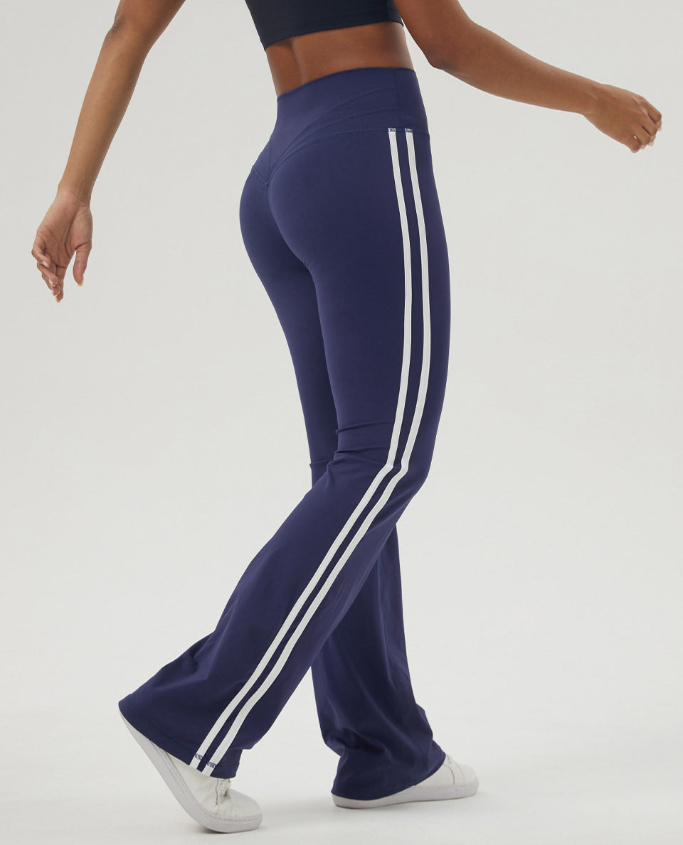 Side Stripe High Waist Gym Fitness Flare Yoga Pants for Women