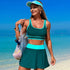 Two Piece Color Block High Waisted Bikini Sets