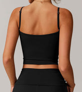 V Neck Spaghetti Fitted Crop Tank Tops