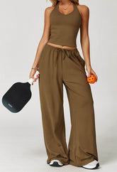 Activewear Wear with Tank Top and Wide Leg Lounge Pants