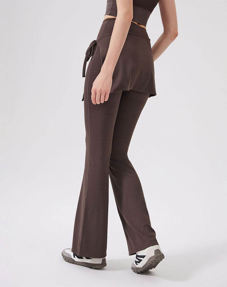 High Waisted Yoga Flare Leggings Wide Leg Pant with Skirt