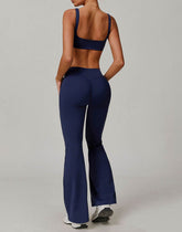 Activewear Sets with Square Neck Sports Bras and Flare Pants