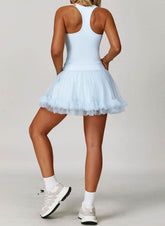 Athletic Set with Racerback Vest and Mesh Tennis Skirt