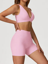 Activewear Set with Deep V-Neck Sports Bra and Short