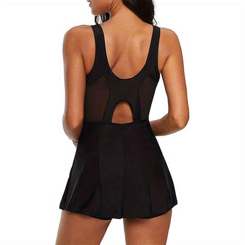 Chic One-piece Swimsuit with Mesh Contrast