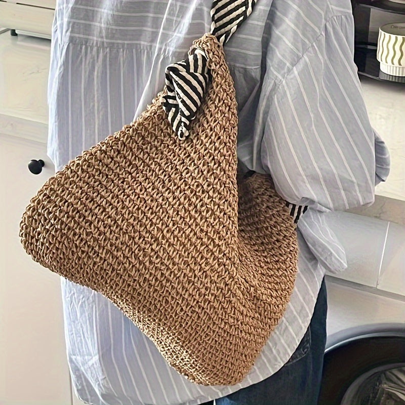 Large Capacity Paper Straw Beach Tote Bag