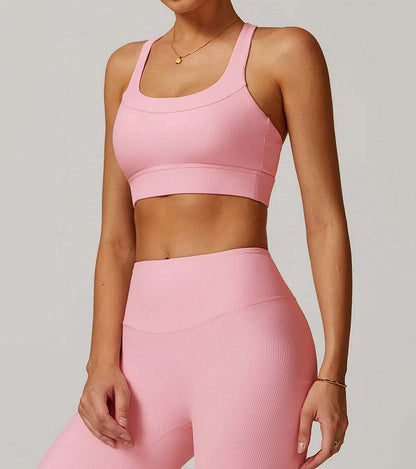 Ribbed Tight Backless Yoga Bra | Stylish and Supportive Activewear