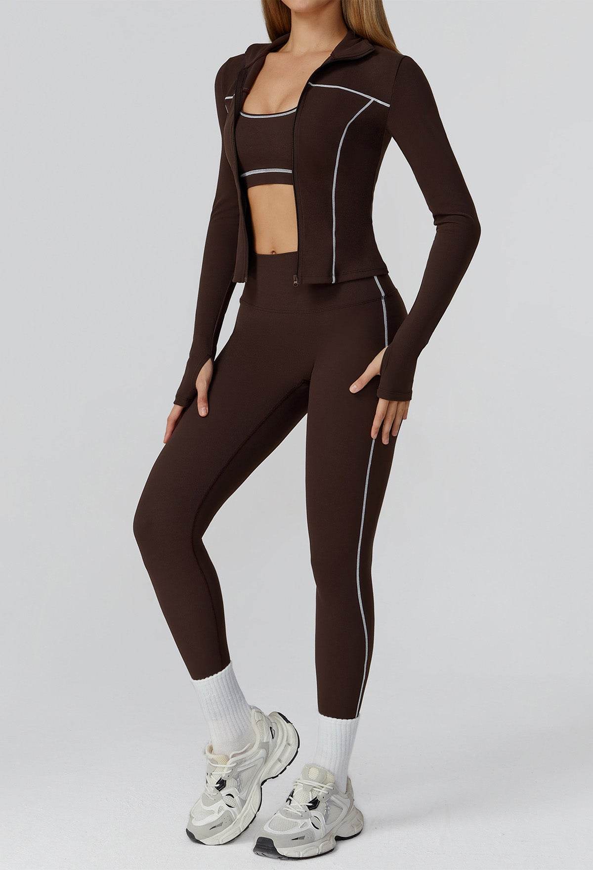 3 Pieces Athletic Wear with Sports Bra, Jacket and Legging
