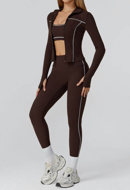 3 Pieces Athletic Wear with Sports Bra, Jacket and Legging