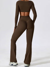 Sport Set with Square Neck Crop Top and Flared Pant