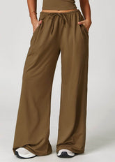 Athletic Wide Leg Lounge Pants with Drawstring and Pockets