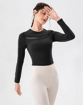Mesh Splicing Workout Tops Long Sleeve Athletic T-Shirts