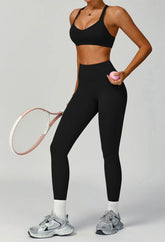 Activewear Set with X Shaped Back Sport Bra and Legging