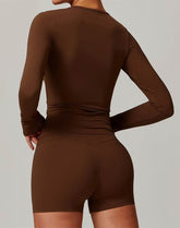 Crewneck Long Sleeve Shirt Basic Tees Slim Fit Crop Tops