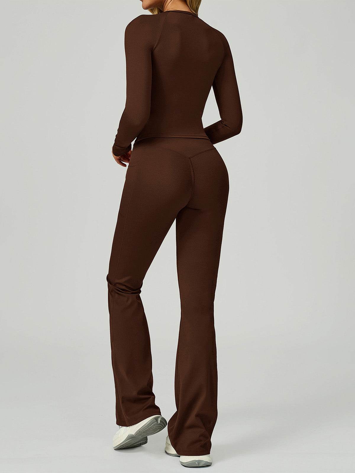 Sport Set with Long Sleeve Crew Neck T-Shirt and Flared Pant