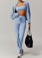 Sports Sets with Long Sleeve T-Shirts and Flare Pants