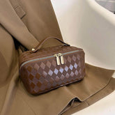 PU Leather Diamond Lattice Makeup Bag