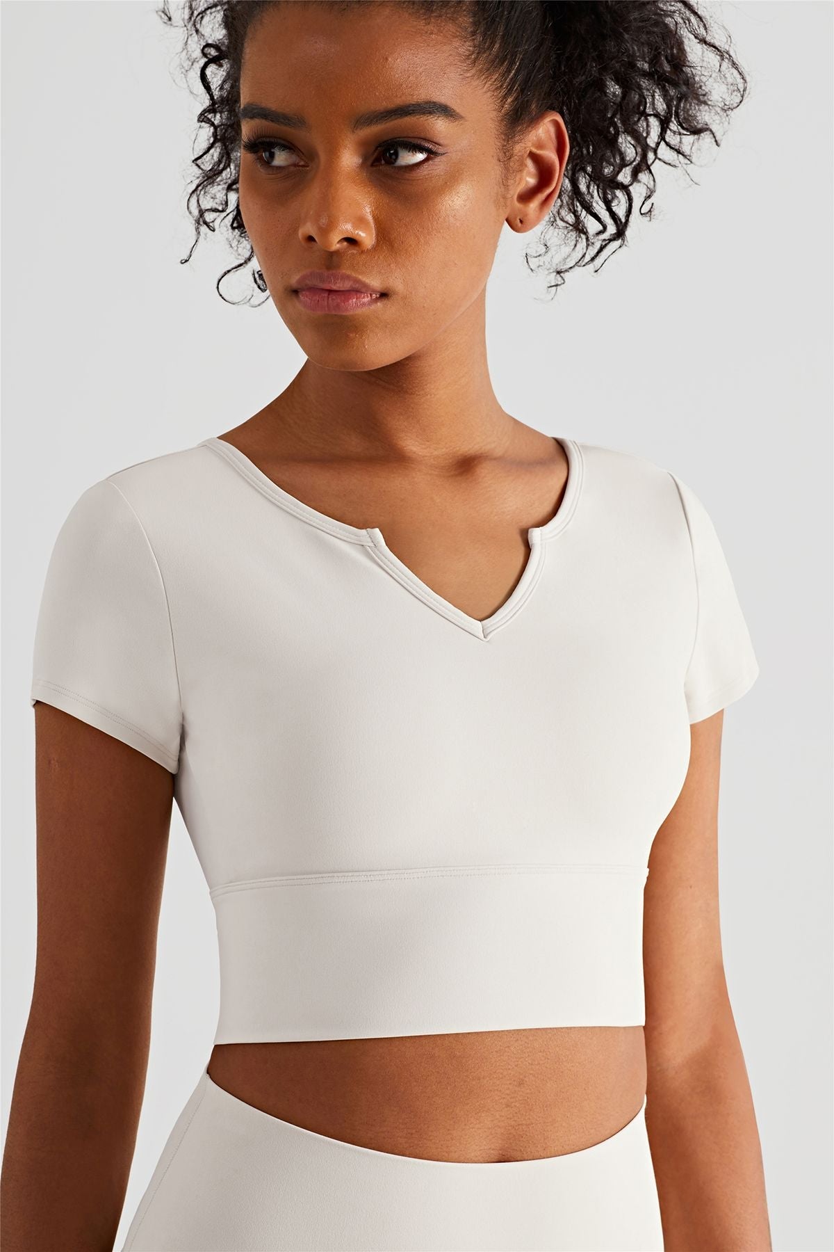 Short Sleeve V Neck Shirts Built-in Bra