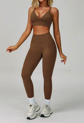 Activewear Set with V Neck Sports Bra and Legging
