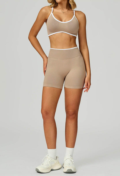 Sport Set with Color Block Sports Bras and Short