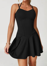 Double Straps Golf Athletic Dress with Shorts and Pockets