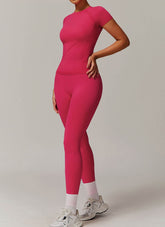 Yoga Wear Set with Short Sleeve T-Shirt and Legging